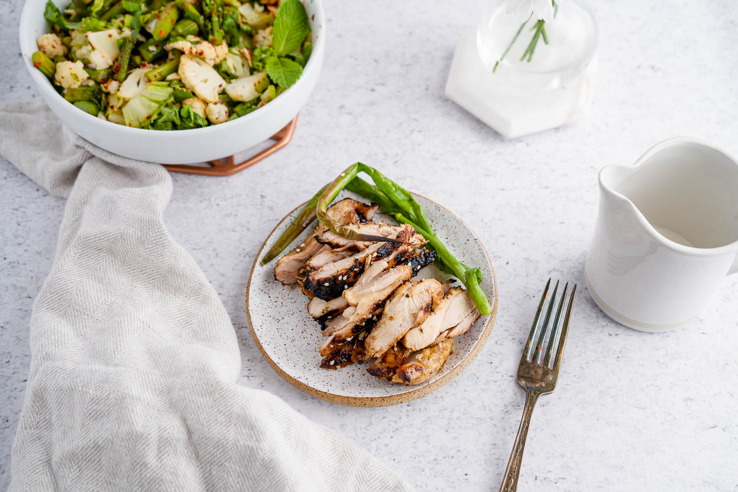 Korean Dak Juk (Chicken Porridge) - Keto lunch recipe with 4.4g net carbs. Low carb ketogenic lunch meal.